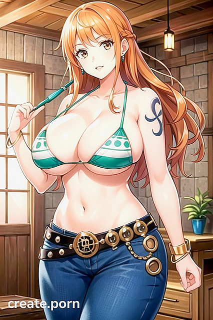 Nami from One Piece Rocks Her Massive Breasts and voluptuous ass in Sultry Hentai AI Image