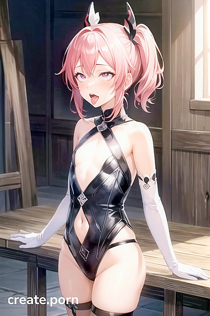 Pink-Haired Beauty in Thigh-High Socks Nails Ahegao hentai fantasies