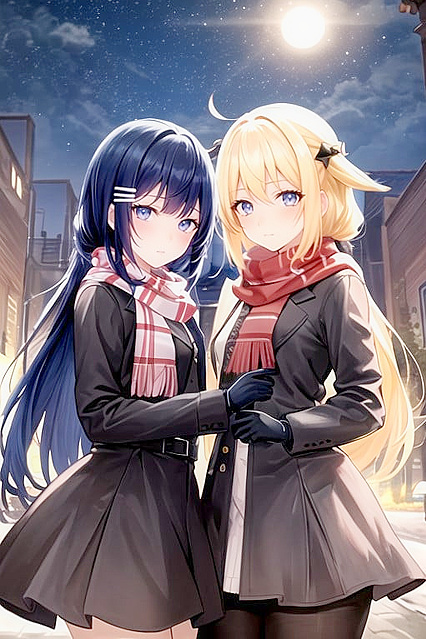 Two People Enjoying Extreme Scarf Play with a Massive Ass in Hentai AI Image