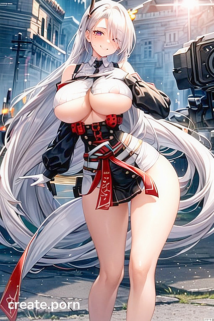 Prinz Heinrich from Azur Lane Shows Off Her Tiny 18+ Waist and Massive Boobs in Detailed Hentai