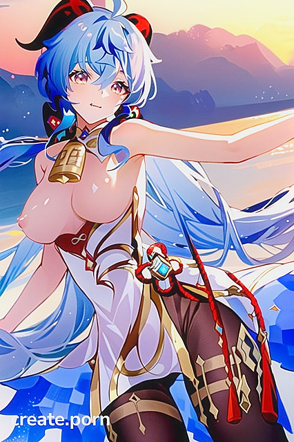 Ganyu's Underwear Tease with a Devilish Twist in Seductive Hentai AI Image