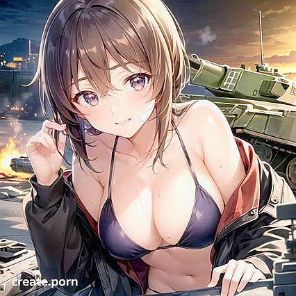 Miho Nishizumi from Girl 18+s und Panzer in Ultra-Detailed POV Hentai AI Image