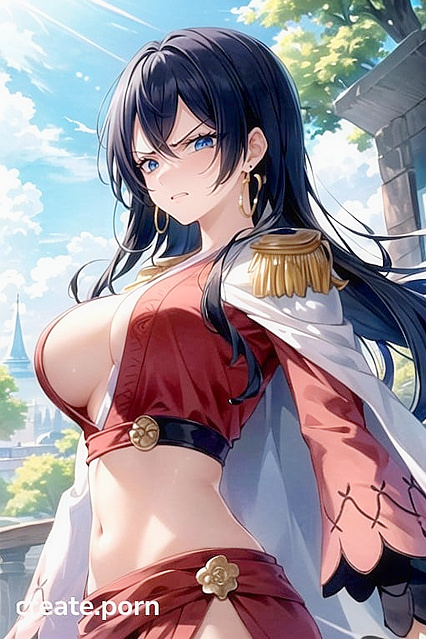 Medium-Ass beauty seductively stares at viewer in tantalizing underboob Hentai AI Image