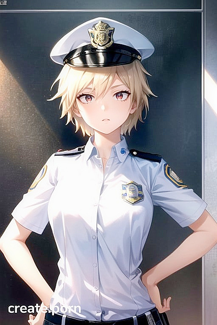 Mitsuki Bakugo in Police Uniform Blows Minds in Steamy Blonde Hentai AI Image