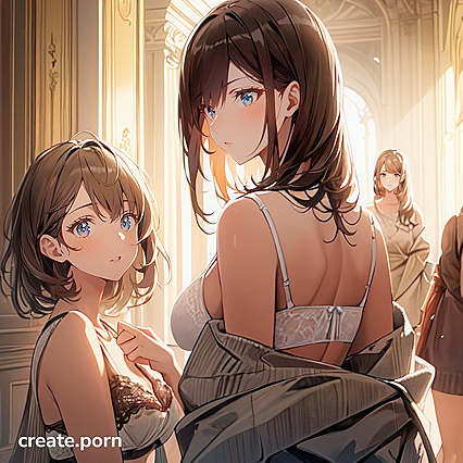 Warm Anime Bra Action with Two Lovers in Steamy Hentai AI Image