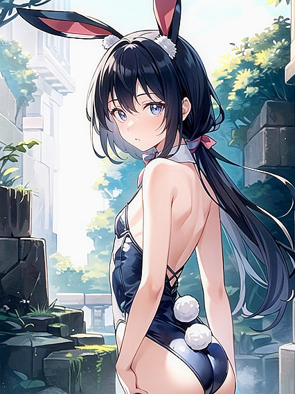 Skinny Girl 18+ with Large Breasts Gets and Staggering in Horny Hentai AI Image