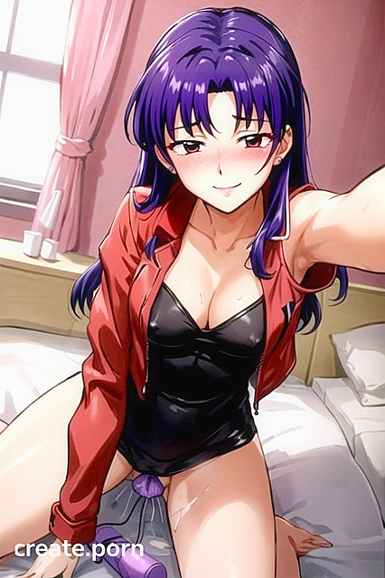 Misato from Evangelion Smiles Blushingly in Seductive Selfies for Hentai Pleasure