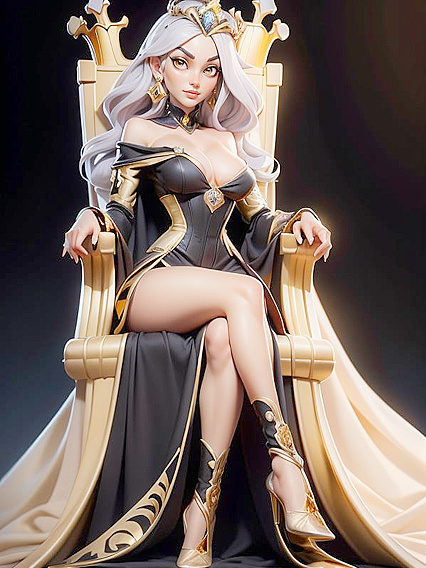 Ash-Haired Queen Reveals All in Seductive Open-Clothes Hentai AI Image