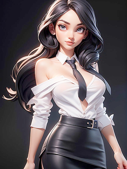 3D Cartoon Girl 18+ in White Shirt Stands Seductively for Horny Hentai Fun