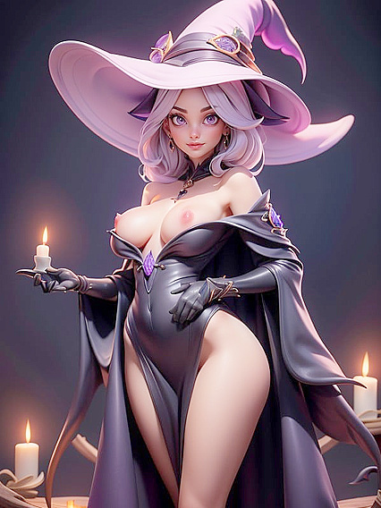 Exposed Natural Breasts in Seductive Open-Clothes Hentai AI Image