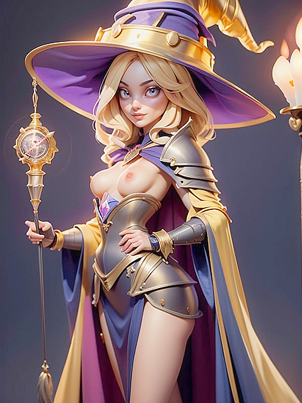 Casting Spells with Exposed Breasts - A Seductive Front View Hentai Experience