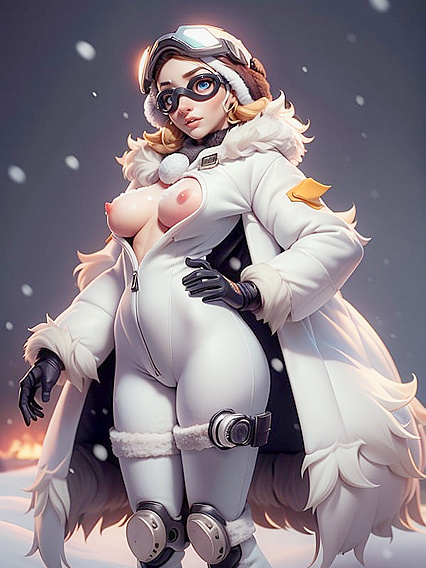 Skinny Girl 18+ in Onesie Stands for Seductive Hentai Pleasure