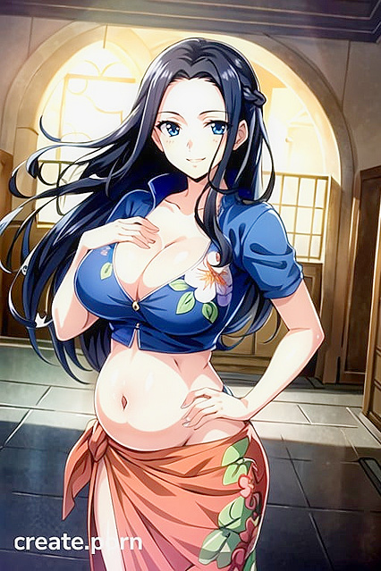 Nico Robin from One Piece Pregnant and Endowed in Steamy Hentai AI Image