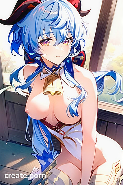 Ganyu's Large Breasts Seduce in Tight Jean Shorts Hentai Pleasure