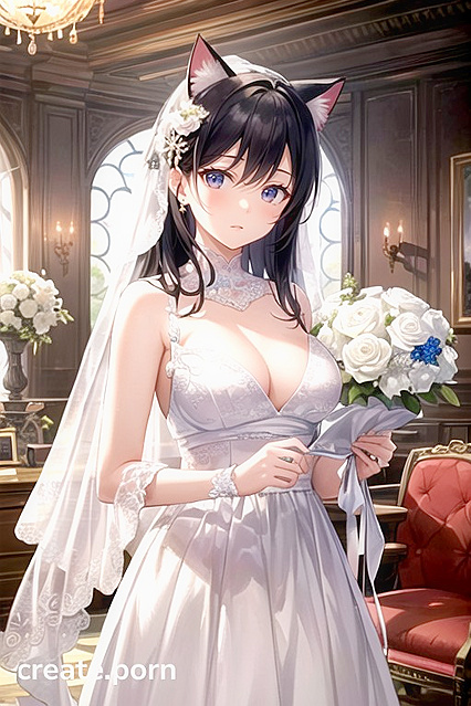 Bride in Wedding Dress with Cat Ears and Huge Tits Gets Pounded Hard