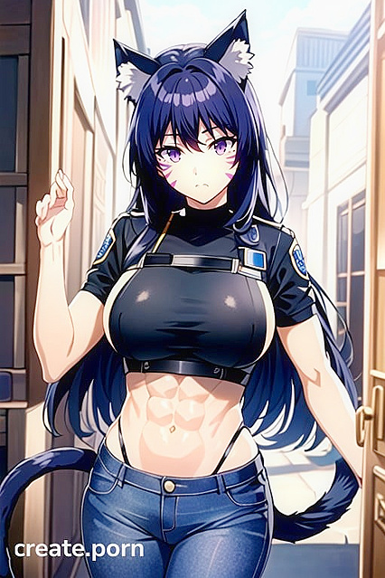 Cat-Eared Chick with Massive Tits and Tight Jean Shorts Gets Fucked Raw