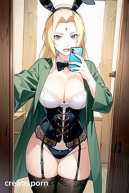 Tsunade in Bunny Costume Rides Dick with Nylon Stockings On