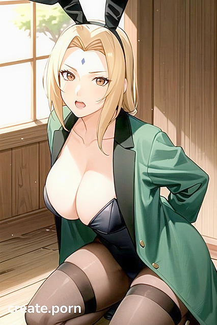 Tsunade’s Thighs Clutch Tight in Nylon Stockings, Arms Bound Behind, Hot Hentai Sex Action