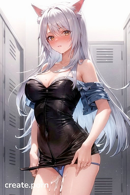 Black Hanekawa Crams Cum in Locker Room, Crude Hentai Action