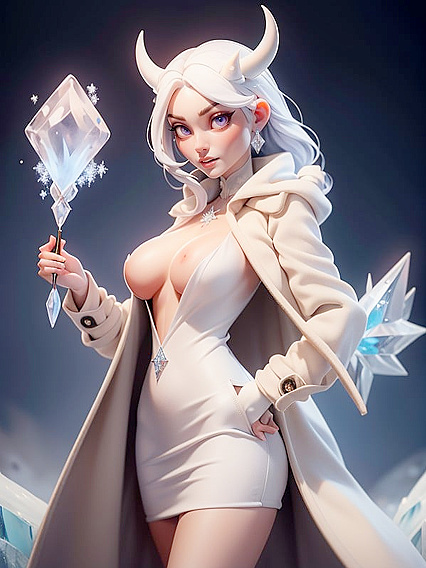 Frosty Tits - White-Haired Babe Casts Magic and Sucks Dick Like a Pro