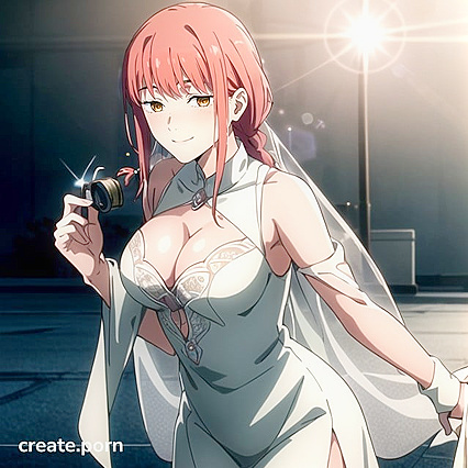 Makima from Chainsaw Man Smirking and Blushing in Perverted Hentai Action