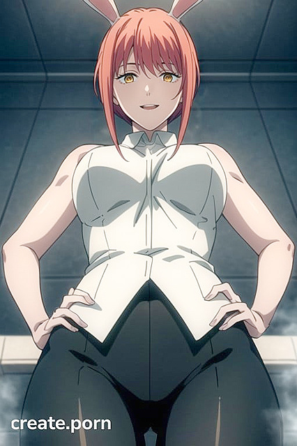 Hot Redhead Makima in Black Bunny Suit Teases Bottom Up in Steamy Hot Tub Session