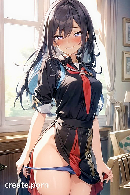 Mischievous Dehya in School Uniform Teases Through Open Window