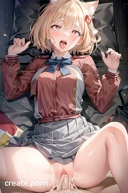 Ahegao Action with Skirt and Cat Ears, Hot Hentai Pussy Sucking