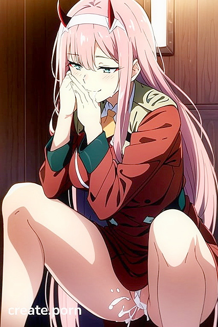 Zero Two's Seductive Squat - Intimate Embrace in Darling in the Franxx
