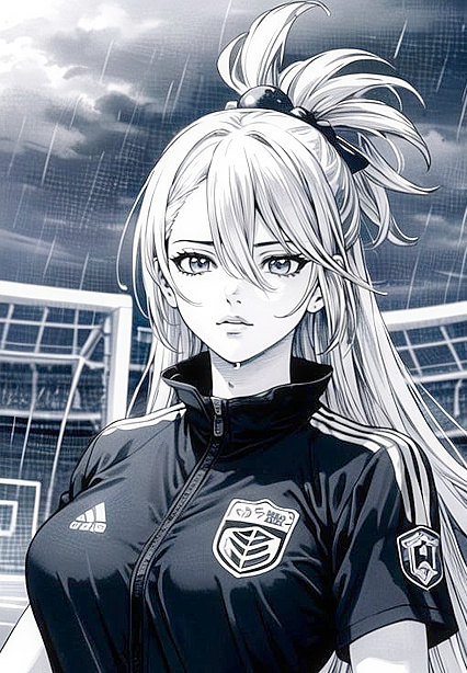 Aqua from Konosuba Seduces a Soccer Star in Classic Black and White Hentai Picture