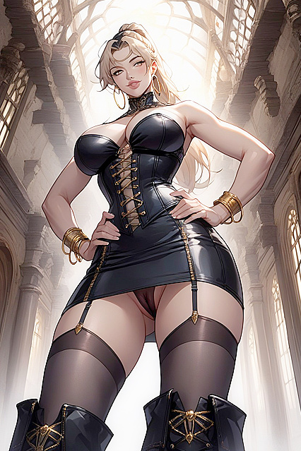 Huge Boobs and Golden Hoops Seduce in Steamy Hentai Picture