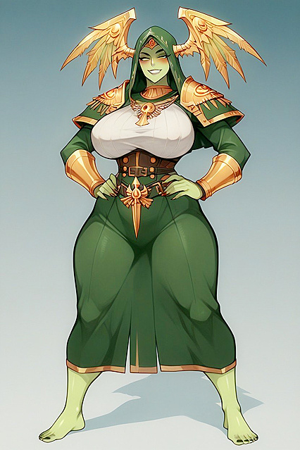 Front-View Warhammer Model Seduces in Sultry Hentai Picture