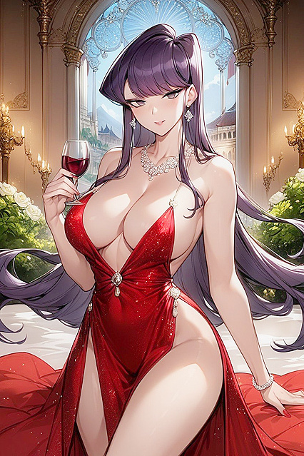 Shy Shuuko Komi Dares to Go Braless in Her Revealing Dress for Seductive Hentai Fun