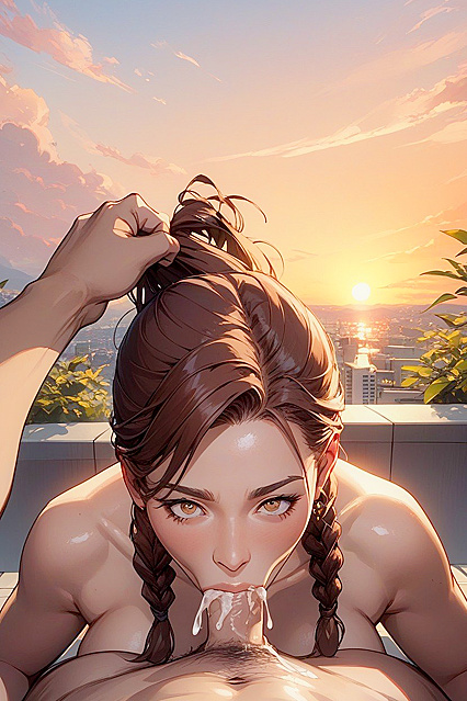 Hazel-Eyed Beauty Reacts in Shock to  Hentai Cumshots