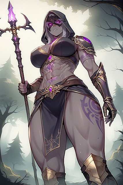 Gray-Skinned Drake Holds Staff With Purple Gem for  Hentai Pleasure