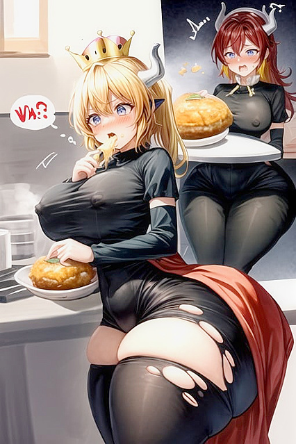 Bowsette Gets Force-Fed in Steamy Anime Feast Hentai Image