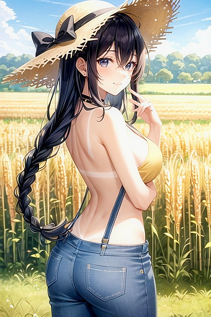 Straw Hat Girl 18+ Seduces with Closed Lips in Hot Hentai Picture