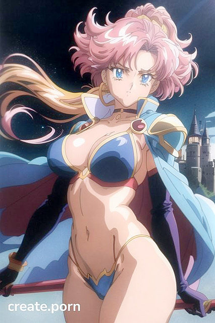 Blue-Eyed enchantress Wields Magic Staff in Gloved Hentai Seduction