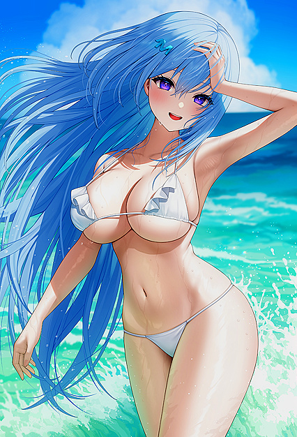 This bikini may get her in trouble - Huge boobs & wet pussy exposed!