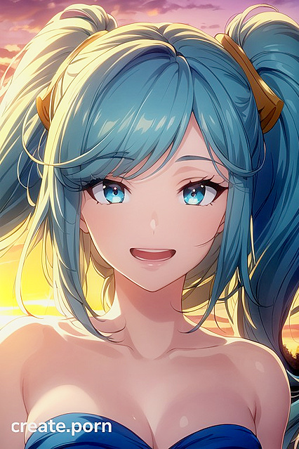 Sona from League of Legends Enjoys Passionate Sex in a Golden Sunset Amidst Sunflowers