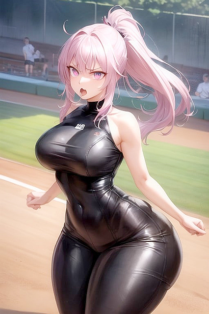 Slicked-Up Baseball Babe Shows Off Her Extreme Honey Pot in Naughty Hentai Picture