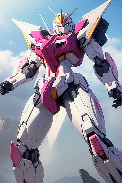 Pink and White Gundam Armor Picture in Dynamic Poses for Steamy Hentai Fun