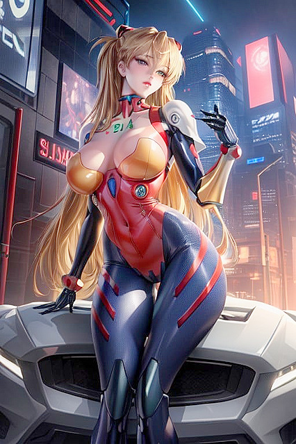 Asuka from Evangelion – Surreal Gorgeous Beauty in Mecha-Armor with Long Blonde Hair