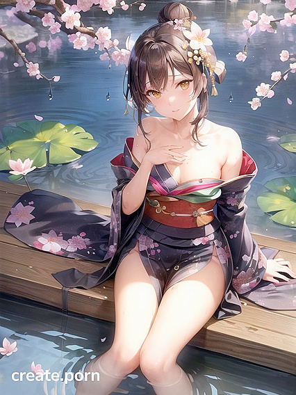 Cherry Blossom Scented Night by the Pond – A Sensual Hentai Experience