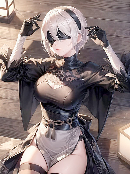 Yorha No.2 Type B Spread-Eagled on Tatami for Sensual Hentai Pleasure