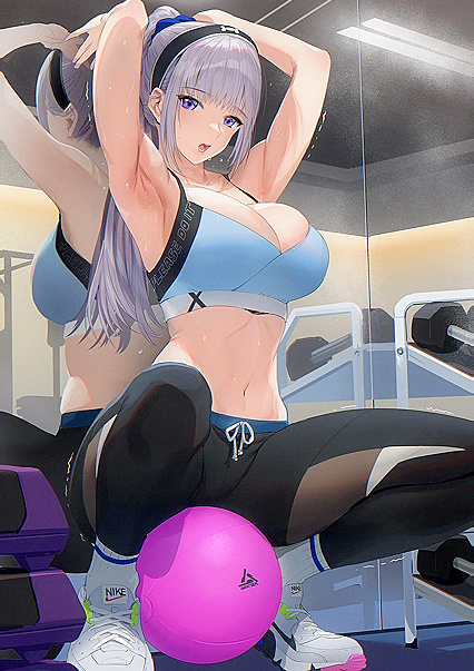 Bustin’ Nutzzz On The Exercise Ball – Hentaied Sweaty AF Workout