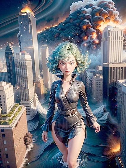 Wind in Her Hair – Aerial City Views in 3D Hentai Picture