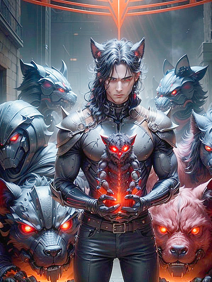 Hades with Robotic Cerberus and Futuristic Red Armor Wields Bident in  Hentai Picture