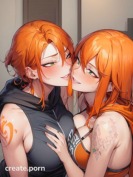 Two Blushing Smilers in Hoodies Explore Naughty Hentai Fun Together