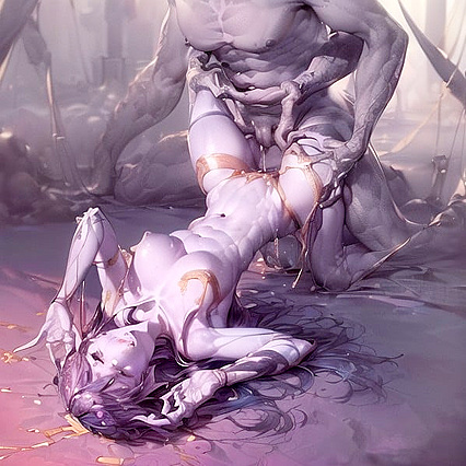 Multiple Pussy Picture in hentai with Clothing Cutouts and Missing Limb Fetish